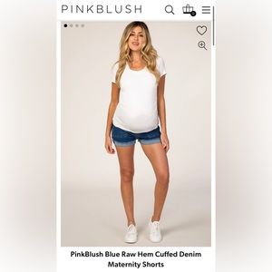 PinkBlush Blue Raw Hem Cuffed Denim Maternity Shorts